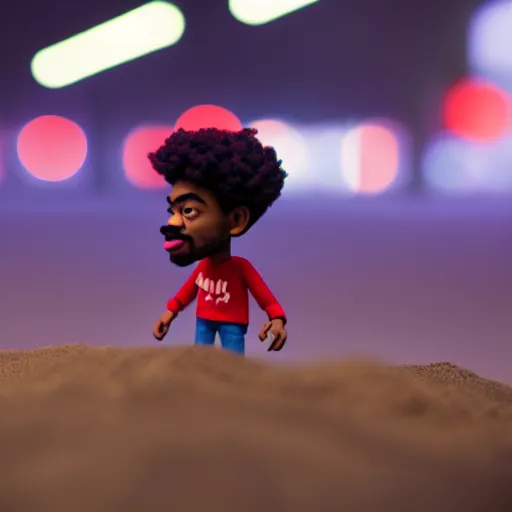 Prompt: a cinematic film still of a claymation stop motion film starring chance the rapper as a college student, shallow depth of field, 8 0 mm, f 1. 8