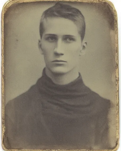 Image similar to tintype photo of alyosha karamazov, innocent handsome young russian man, by julia margaret cameron 1 8 8 0 s, realistic, portrait, sharp focus, 8 k high definition, insanely detailed, intricate, elegant