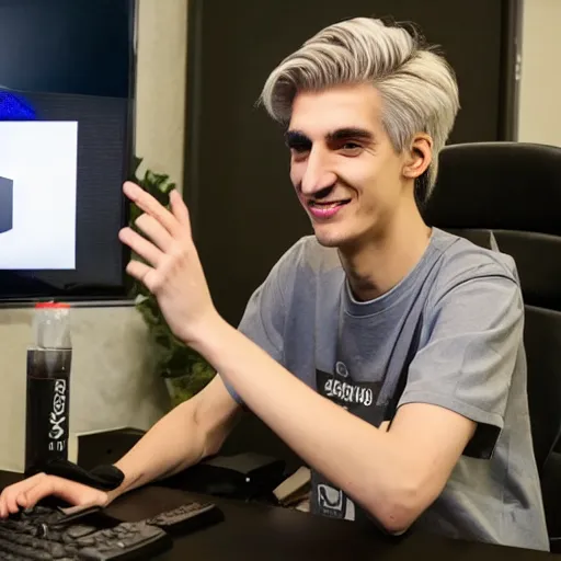 Image similar to xqc on twitch announcing his retirement, 4k, high detail, high-resolution photograph, professional photography, ultra-detail