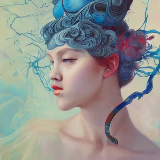 Image similar to thick oil painting of an ethereal princess by james jean