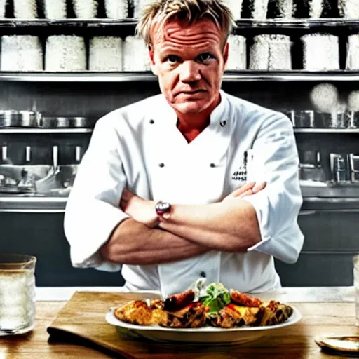 Prompt: Chef Gordon Ramsey as Walter White