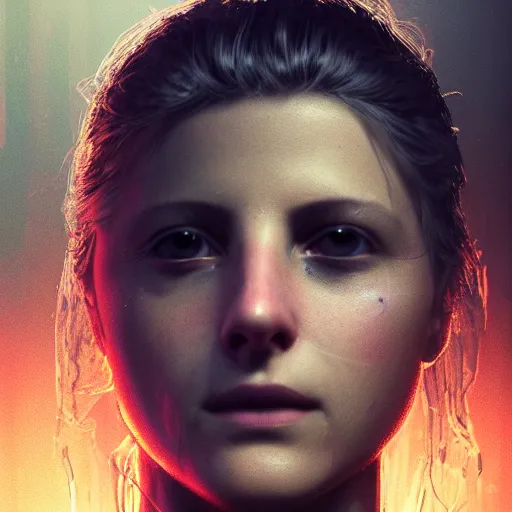 Prompt: melanie laurent portrait, dystopia core, apocalyptic, armor, warrior, dramatic, sharp focus, fiction, neon, fantasy, hyper detailed, digital art, trending in artstation, cinematic lighting, studio quality, smooth render, unreal engine 5 rendered, octane rendered, art style and nixeu and wlop and krenz cushart