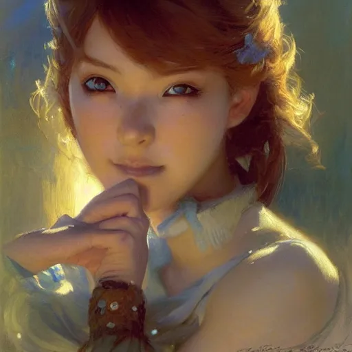 Prompt: a detailed portrait of dreaming anime girl, painting by gaston bussiere, craig mullins, j. c. leyendecker