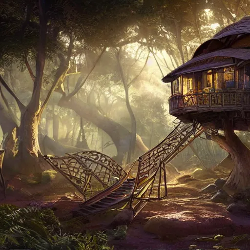 Image similar to egytian treehouse by artgerm, artstatonHD, fine art, oil painting, cinematic lighting, hyperdetailed, 8k, high resolution, insanely detailed and intricate, velvia, octane render