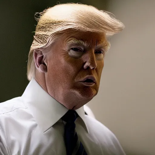 Image similar to donald trump in prison break cinematic