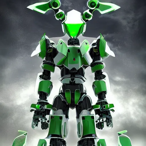 Prompt: cute saudi samurai mecha, green and white, full body mecha suit, epic urban battle, Murata Yasushi Nirasawa Style, beautiful aesthetic, photorealistic, volumetric lighting, hyperrealistic, octane render, HDR, Production IG Studios Anime Style