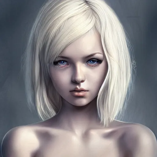 Prompt: beautiful russian teenager with short platinum blonde hair, HD, D&D 4k, 8k, incredibly detailed, anatomical, intricate, masterpiece, digital illustration, character design, concept art