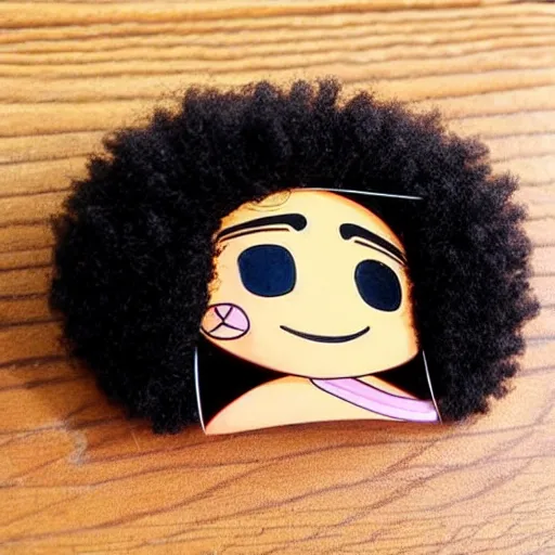 Image similar to a cute 2 d hair barrette character, afro, design, detailed