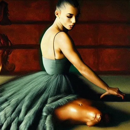 Image similar to a Kanye West album cover featuring a ballerina by Michaelangelo, featured on tumblr, masterpiece art, Xi Gang