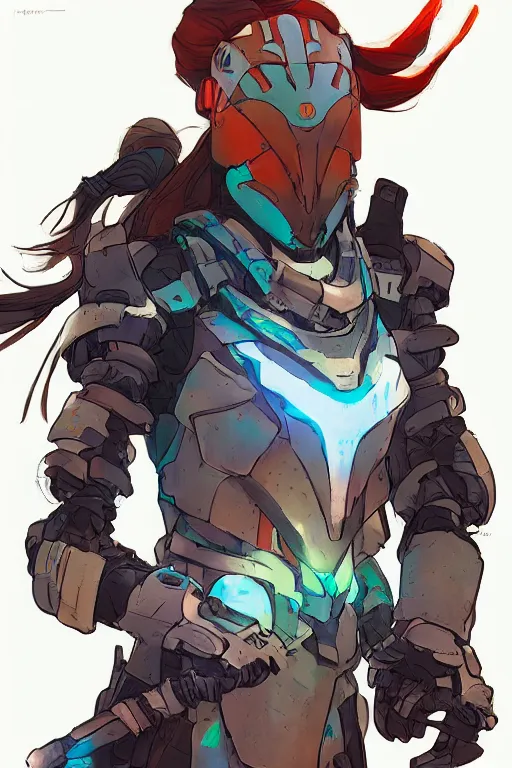 Image similar to combination suit armor aloy horizon forbidden west horizon zero dawn robot ninja mask helmet backpack tribal, art gta 5 comics, official fanart behance hd artstation by jesper ejsing, by rhads, makoto shinkai and lois van baarle, ilya kuvshinov, ossdraws radiating a glowing aura cgi rtx 2 0 2 2