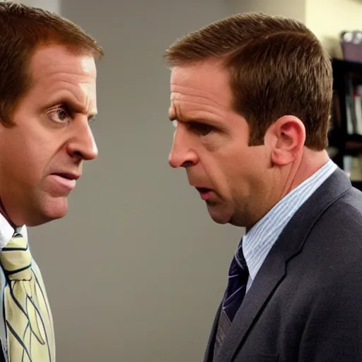 Image similar to Toby Flenderson punches Michael Scott in the face