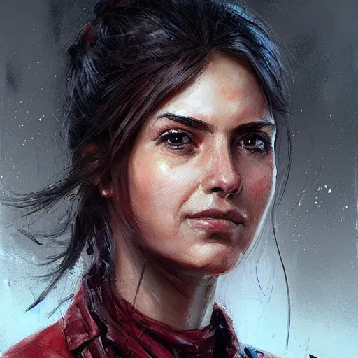 Prompt: portrait of a spanish communist paulina odena garcia, epic, tragic, military art, fantasy, hd shot, digital portrait, beautiful, artstation, comic style, by artgerm, guy denning, jakub rozalski, magali villeneuve and charlie bowater