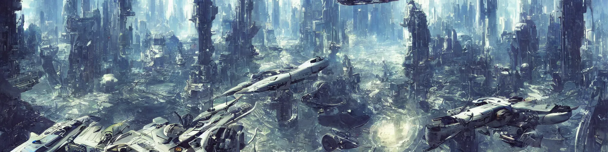 Image similar to gorgeous sci fi imagery | landing spot | futuristic | futurism | modern couple | futuristic cityscape in the background | medium angle | by john berkey, greg rutkowski, james gurney