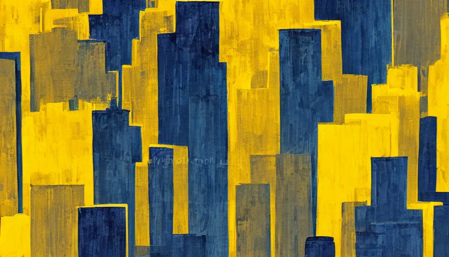 Prompt: abstract illustration about a city, shades of yellow