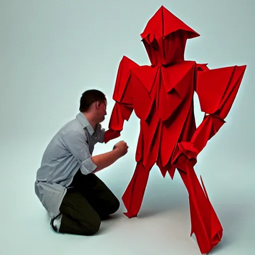 Image similar to a man made of origami