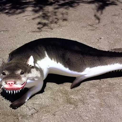 Image similar to photo of a furry shark sunbathing