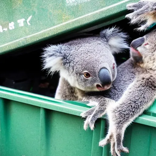 Image similar to group of koala bears inside dumpster