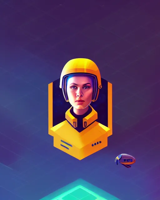 Image similar to isometric portrait of a starship captain with a helmet video game character, digital illustration portrait design perspective, detailed, gorgeous lighting, wide angle action dynamic portrait