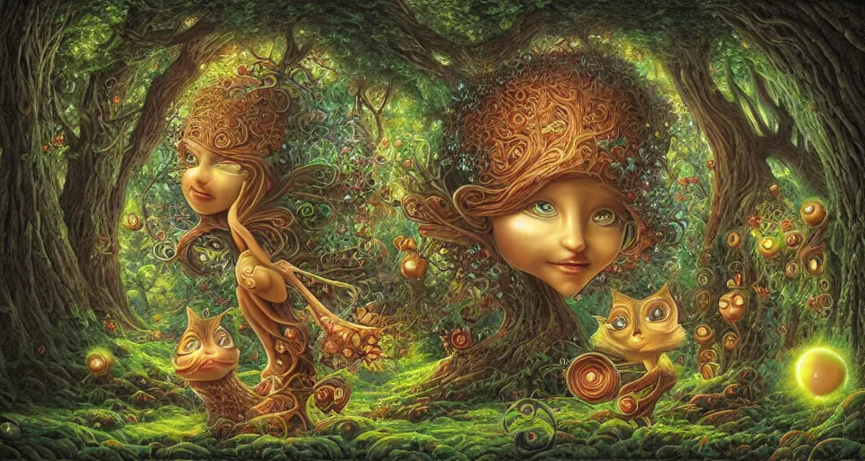 Prompt: Enchanted and magic forest, by Naoto Hattori
