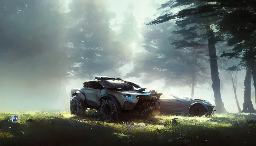 Image similar to a beautiful concept offroad suv by cory loftis, fenghua zhong, ryohei hase, ismail inceoglu and ruan jia. volumetric light, detailed, octane render, midsommar