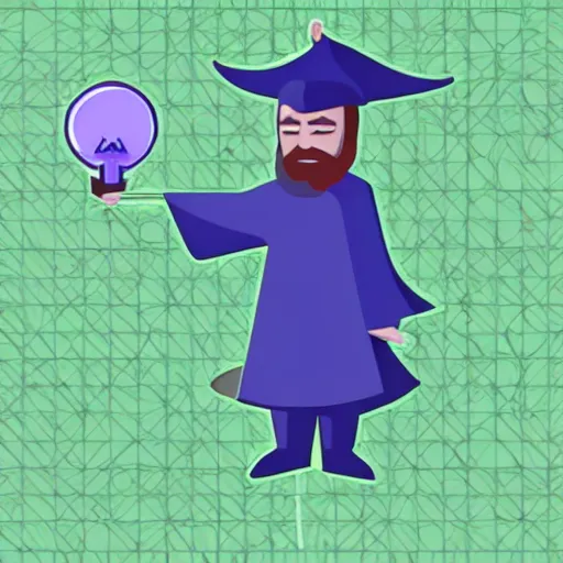 Image similar to wizard pondering his orb, discord emoji, 2 d, flat, isometric, transparent background, svg