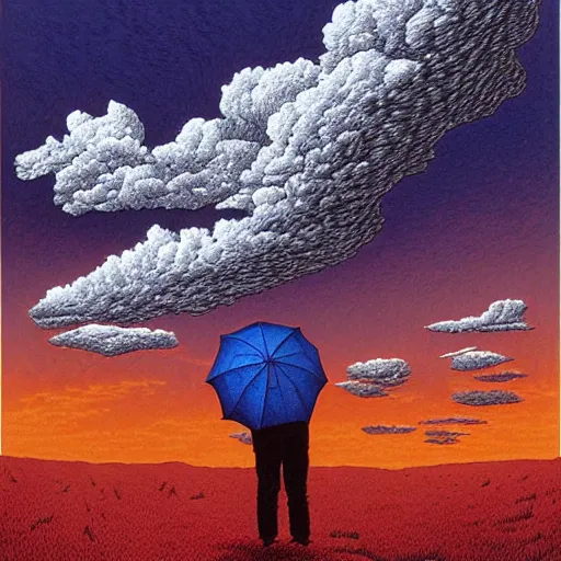 Prompt: Red ominous clouds by Rob Gonsalves and Mark Riddick