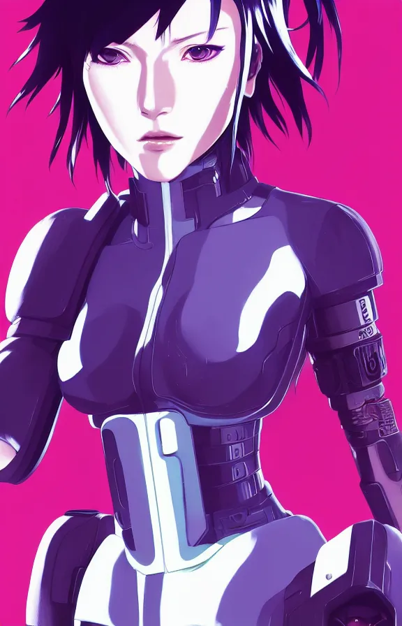 Image similar to a still fullbody portrait of motoko kusanagi ghost in the shell, finely detailed features, closeup at the faces, perfect art, at a cyberpunk city, gapmoe yandere grimdark, trending on pixiv fanbox, by ilya kuvshinov, rossdraws, artgerm