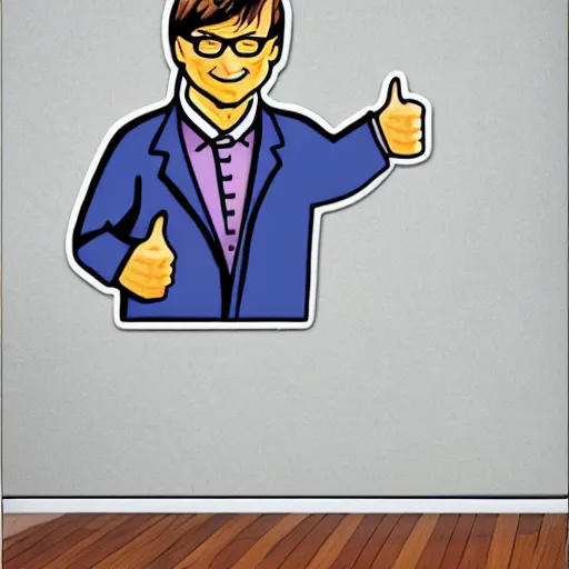 Prompt: sticker illustration of bill gates with thumbs up