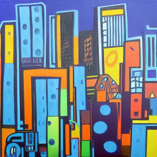 Image similar to inner city city pressure, painting