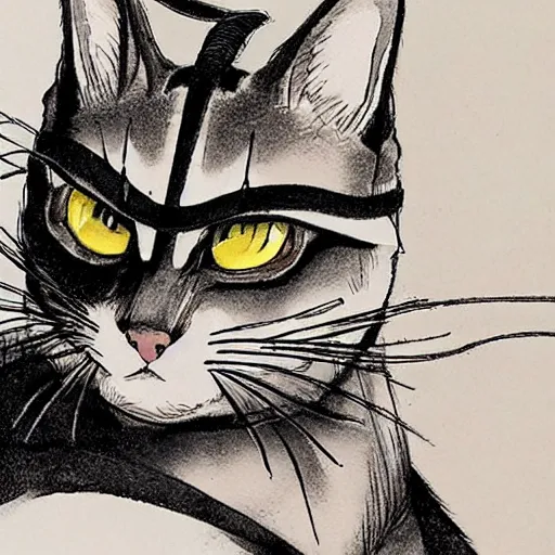 Prompt: a cat samurai by takehiko inoue