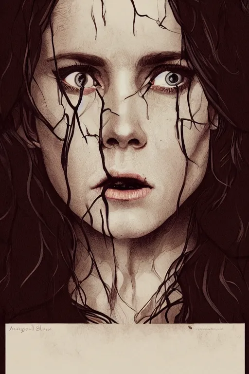 Image similar to amy adams in sleepy hollow, full body, big two toned eyes, teeth gritted, horror, intricate details, cinematic, epic, realistic, anatomy, tomer hanuka, uplight, artstation, photorealistic, scary