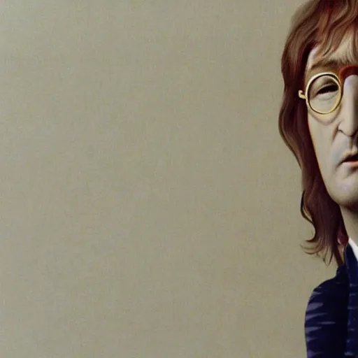 Image similar to John Lennon in a wes Anderson movie, HD, high resolution, hyper realistic, 4k, intricate detail