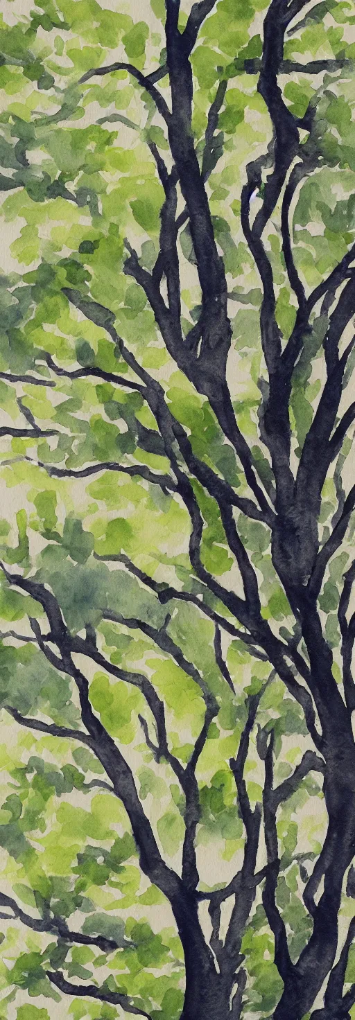 Prompt: a watercolor painting of a lush tree