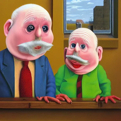 Image similar to Statler and Waldorf in a Scott Listfield painting