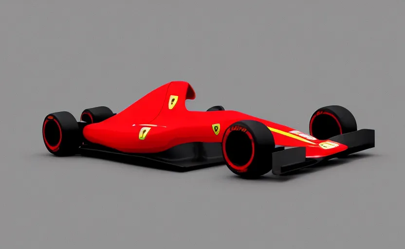 Prompt: retro futuristic ferrari formula 1 car inspired by f 1 2 0 2 1 concept and ferrari 6 4 3, modeled in blender, rendered with octane,