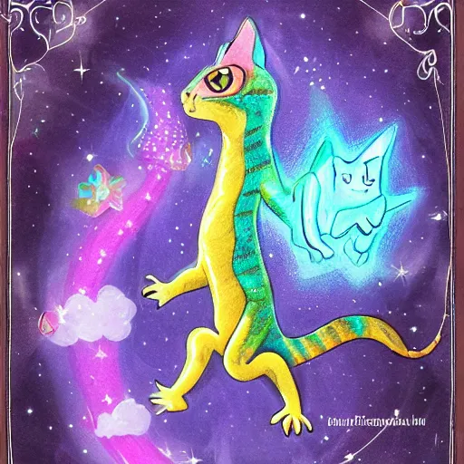 Image similar to magical cat lizard