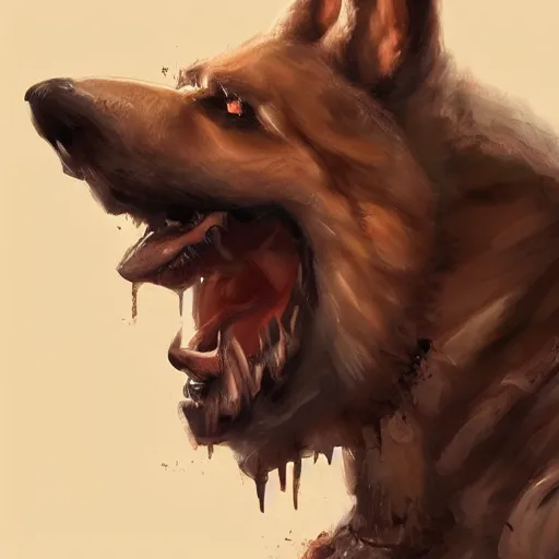 Image similar to a wounded humanoid german shepherd beast - man in military style, sitting on the bed, highly detailed portrait, digital painting, artstation, concept art, smooth, sharp foccus ilustration, artstation