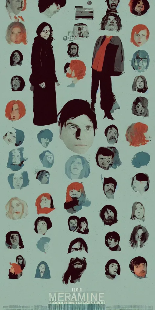 Prompt: eternal sunshine of the spotless mind, film grain, poster, style of Wes Anderson