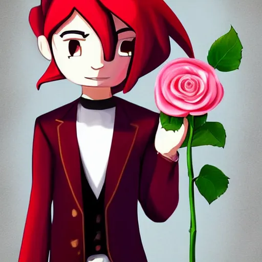 Image similar to digital painting, accurate details, james from team rocket holding a rose, elegant, cool, trending on deviantart, artstation,