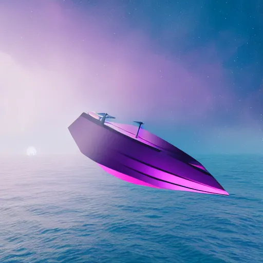 Image similar to futuristic ship in a purple sea, detasiled, sharp, 4k, photorealistic