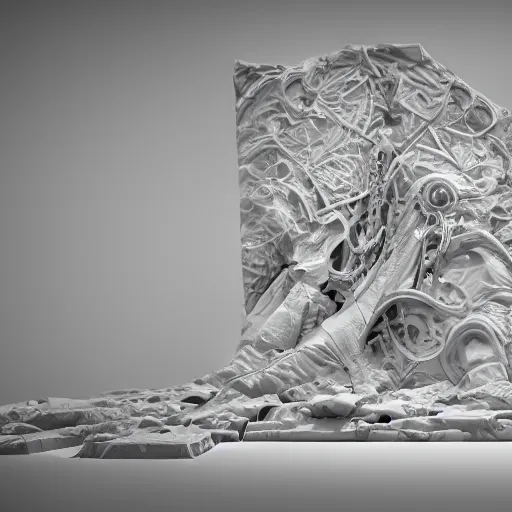 Image similar to wall panel structure y x o u on the coronation of napoleon painting and point cloud in the middle, unreal engine 5, keyshot, octane, artstation trending, ultra high detail, ultra realistic, cinematic, 8k, 16k, primary in style of zaha hadid, in style of nanospace Michael Menzelincev, in style of Lee SOUDER, colors in style of the Blade Runner 2049, in plastic, dark, tilt shift,