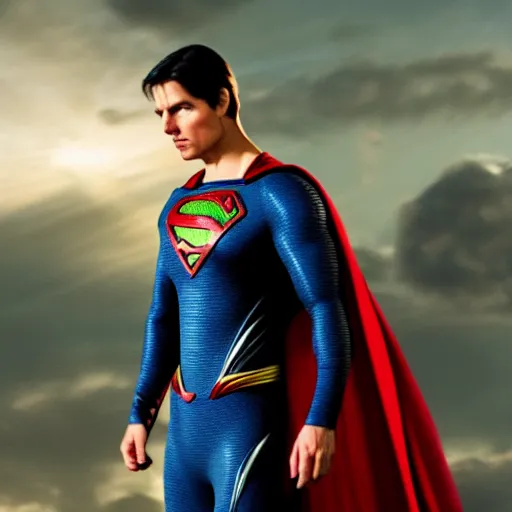 Prompt: Tom cruise as superman, movie still, high quality, HD, 4K