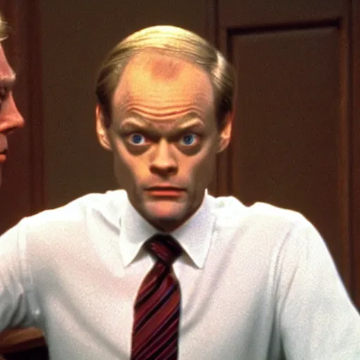 Prompt: Niles Crane cross-examining Donald Trump