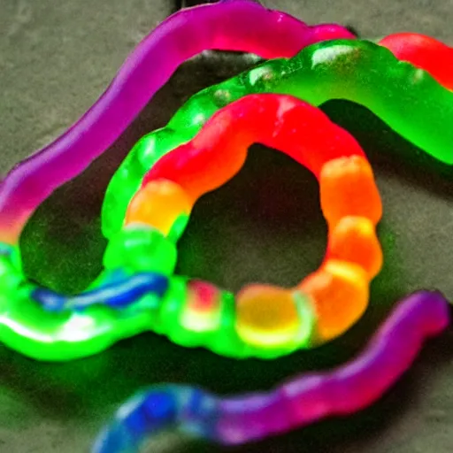 Image similar to corpse grave with neon gummy worms