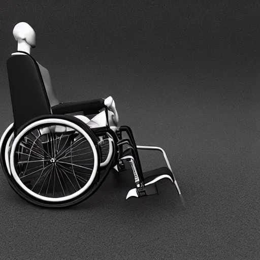 Prompt: a 3d render of a surreal wheelchair, ultra detailed, realism, 8k, octane render, unreal engine