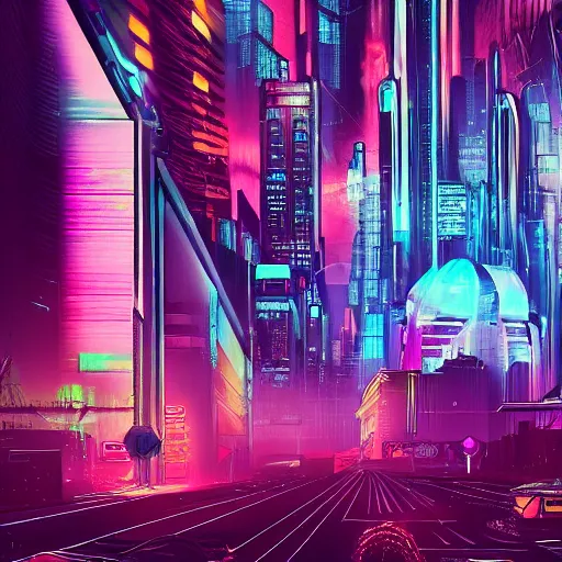 Prompt: chatedral in heaven,cyberpunk,retrowave art,trending on art station