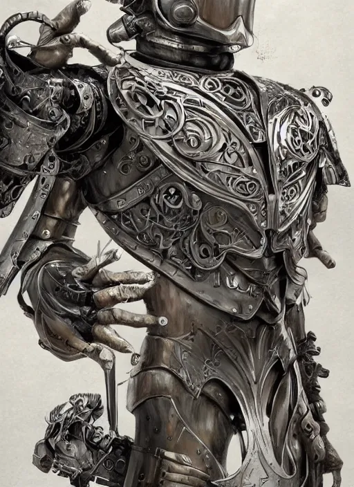 Image similar to powerful male tin man, matthew mcconaughe as tinman, full body character concept, covered in full metal armor, plating, art nouveau, super powers, fantasy, intricate, elegant, highly detailed, digital painting, artstation, concept art, shining, sharp focus, illustration, art by stanley lau