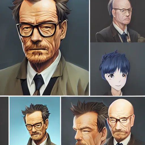 Image similar to An anime portrait of Bryan Cranston, by Stanley Artgerm Lau, WLOP, Rossdraws, James Jean, Andrei Riabovitchev, Marc Simonetti, and Sakimichan, tranding on artstation