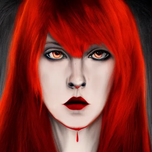 Image similar to a red haired portrait by griffiths carne, dark art, 4 k