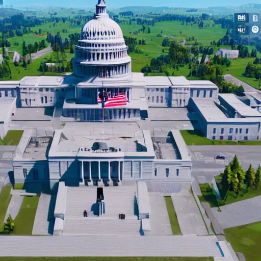 Image similar to the us capitol being attacked in fortnite, 3 d model, unreal engine 4